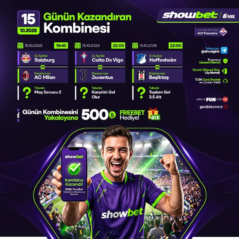 Showbet Telegram: 🆕 ⭐️⭐️⭐️⭐️⭐️⭐️⭐️⭐️ 'ten 🎆Çılgın ORANLAR İle Günün Kombinesi 🏆Bugün Çılgın…