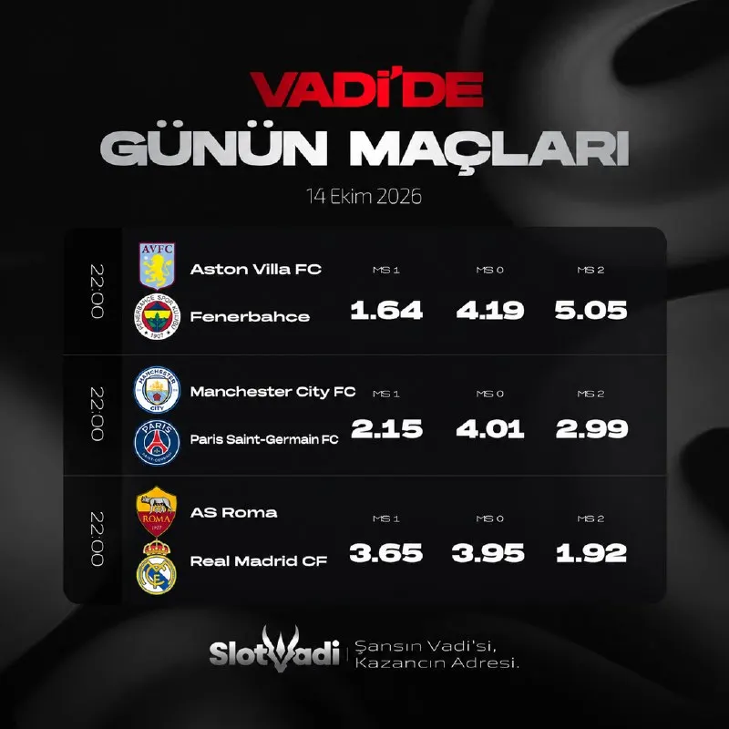 Slot Vadi Telegram: SLOT VADİ GÜNÜN MAÇLARI 🏆 ⚡️⚡️⚡️⚡️⚡️ ⚫️ Aston Villa FC 🤩 Fenerbahçe ⚫️…