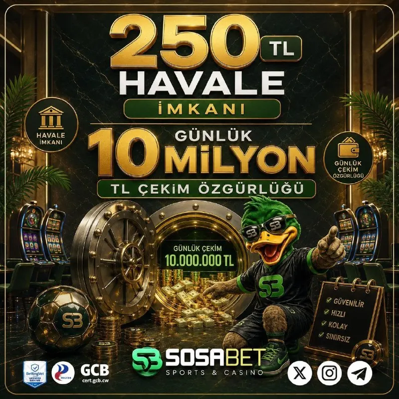 Sosabet Telegram: 💵 Yatırımda kolaylık, çekimde özgürlük Sosabet’te! ✅ 250 TL havale imkanı ile…