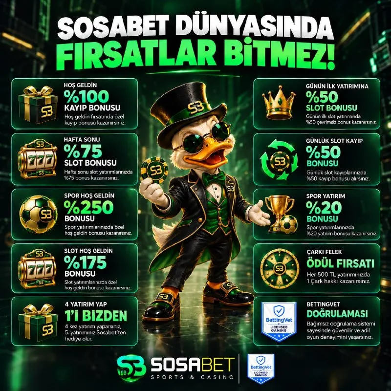 Sosabet Telegram: 💚 Sosabet dünyasında fırsatlar bitmez! 🎁 Hoş geldin bonuslarından yatırım…