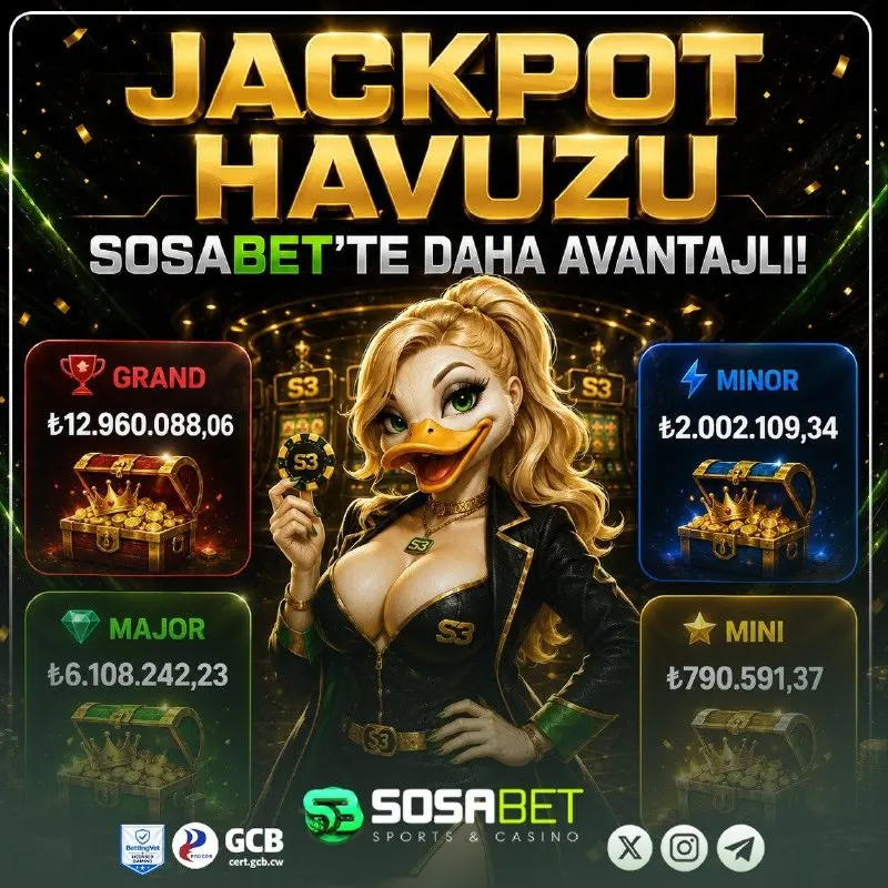 Sosabet Telegram: 🎰 Jackpot heyecanını Sosabet’te daha avantajlı yaşa! 💎 Grand, Major, Minor ve…