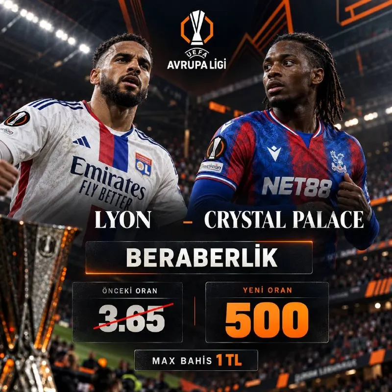 Sovabet Telegram: Lyon - Crystal Palace Maçın beraberlikle sonuçlanmasına dev özel oran!…