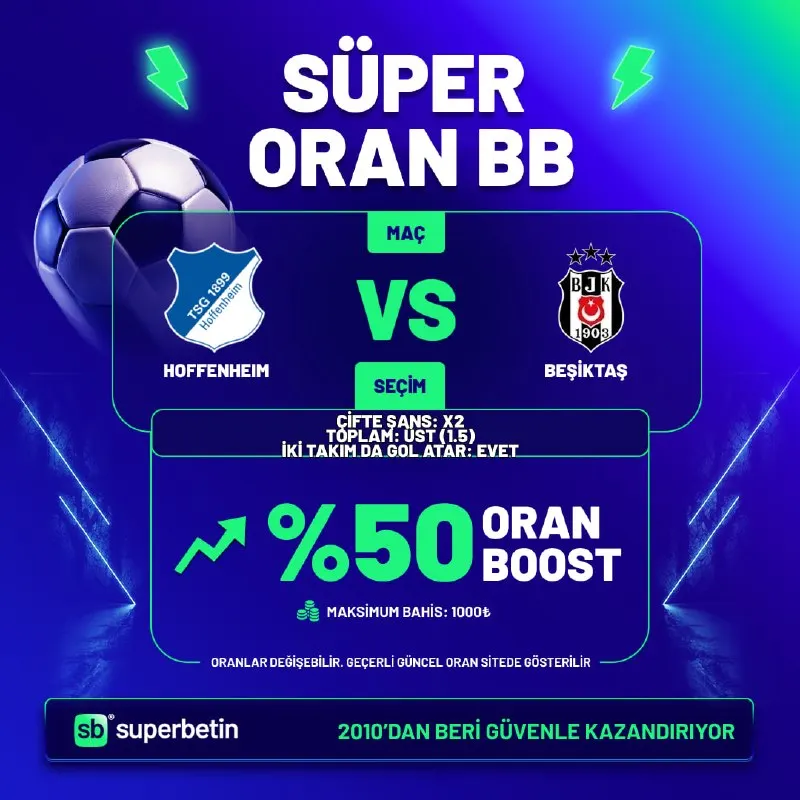 Süperbetin Telegram: SÜPER ORAN %50 BOOST BETBUILDER ŞAMPİYONLAR LİGİ ÖZEL Superbetin’de yükselen…