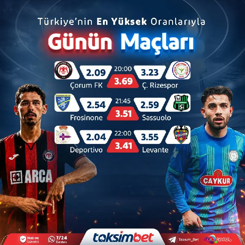 Taksimbet Telegram: ⬆️ #TaksimBet ile Günün En Heyecanlı Maçları ⬇️ 🕒 20:00 - Çorum FK ⚔️ Ç…