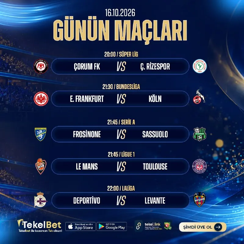 Tekelbet Telegram: ⚽️ 16 EKİM CUMA | GÜNÜN MAÇLARI 🔥 ⚡️⚡️⚡️⚡️⚡️⚡️⚡️⚡️⚡️⚡️ 🔥⚽️ CUMA GECESİ FUTBOL…