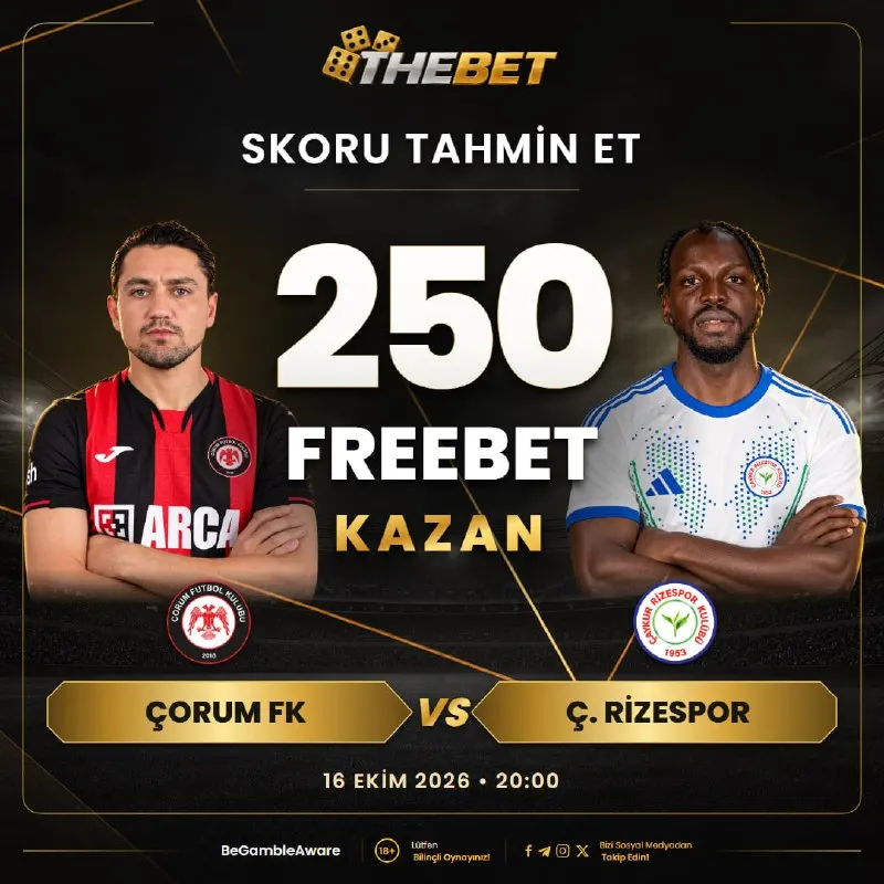 Thebet Telegram: 🔤🔤🔤🔤🔤🔤'ten Skor Etkinliği bil 250TL kazan Tamamen Ücretsiz ❗️ÇORUM FK 🆚…