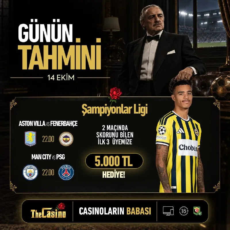 TheCasino Telegram: Aston Villa - Fenerbahçe Man City - PSG İki maçın skorunu da bil, ilk 3 kişiden…