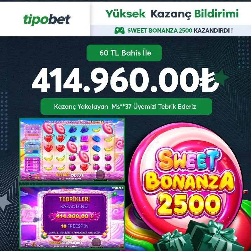 Tipobet Telegram: 💚 Şansın Böylesi Konuşulur! ➡️ HEYECAN YENİDEN BAŞLASIN! 👈 🕹 Sweet Bonanza…