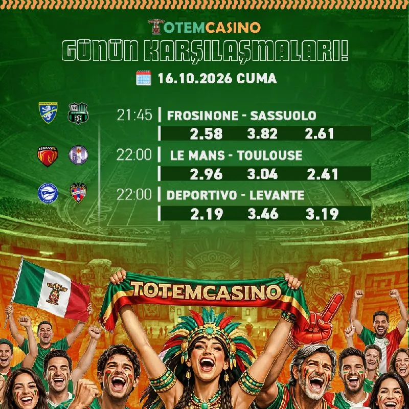 Totem Casino Telegram: 💎💎💎💎💎💎💎💎💎💎 ⚽️ Totem Casino'da Günün Karşılaşmaları.💎 💰| Frosinone 😂 Sassuolo 😍|…