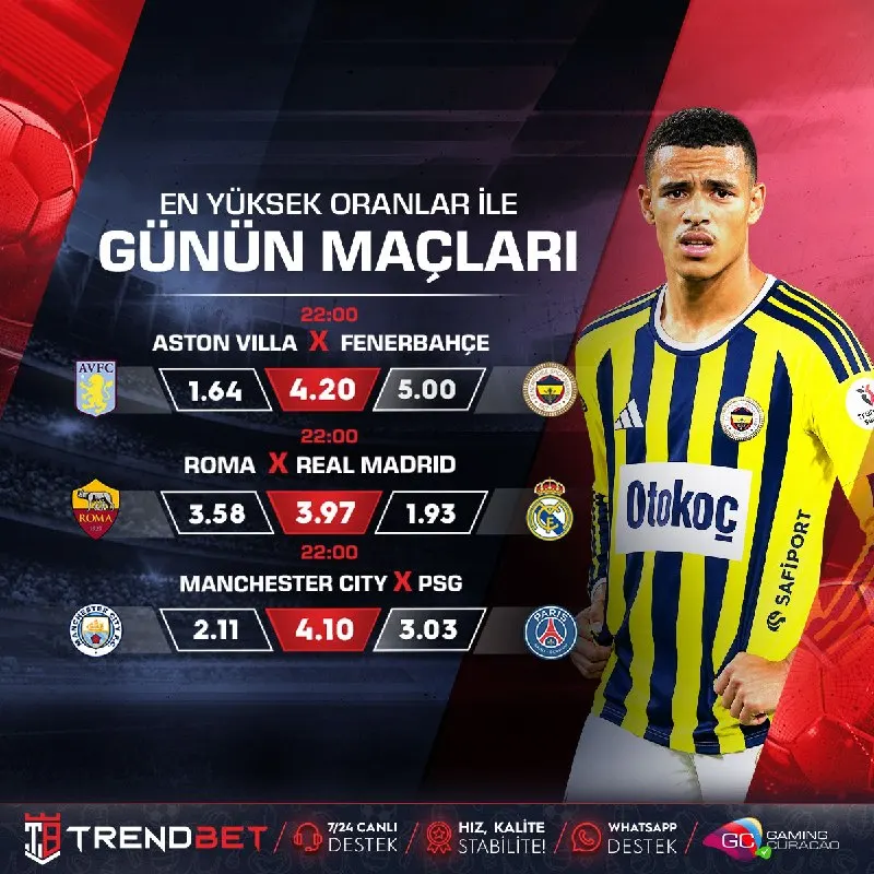 Trendbet Telegram: ⬇️ #TrendBet 'ten Günün En Heyecanlı Maçları ⬇️ 🕒 22:00 - Aston Villa ⚔️…