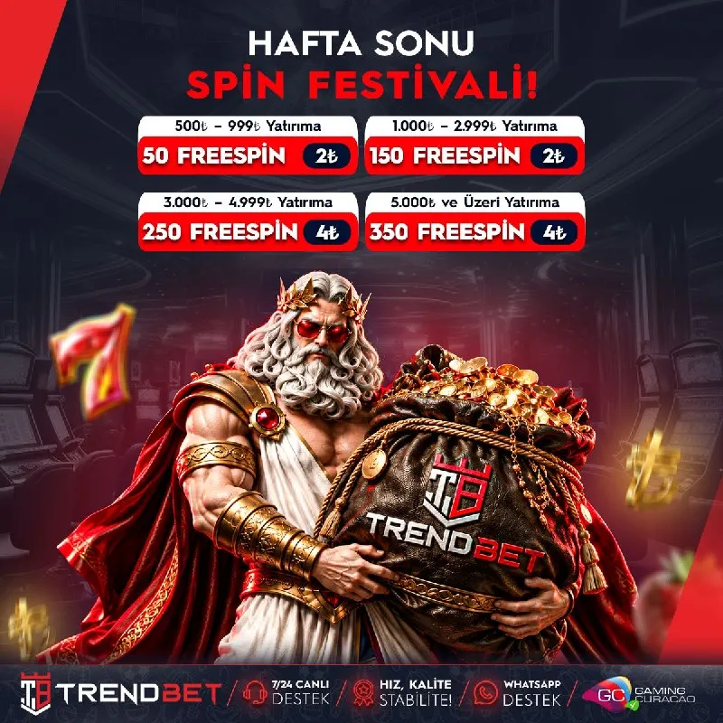 Trendbet Telegram: 🏆 #TrendBet'ten Hafta Sonuna Özel Spin Festivali ⁉️ 💥500₺ – 999₺ Yatırıma 50…