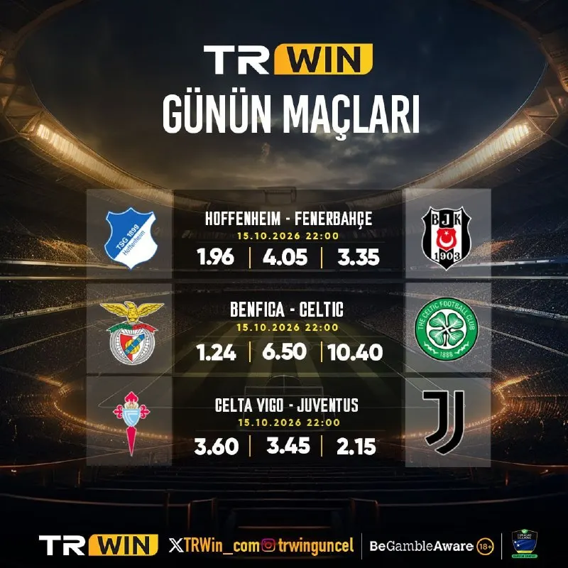 TRWin Telegram: 🔔 Günün Öne Çıkan Karşılaşmaları 🔔 👑 En Yüksek Oranlar ve En Avantajlı…