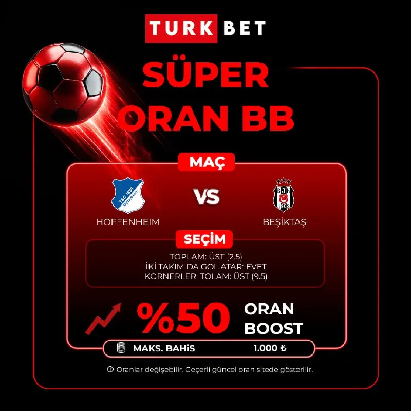 Türkbet Telegram: SÜPER ORAN BB TURKBET ÖZEL ORAN 🧿 Turkbet’te seçili maçlarda harika oran…