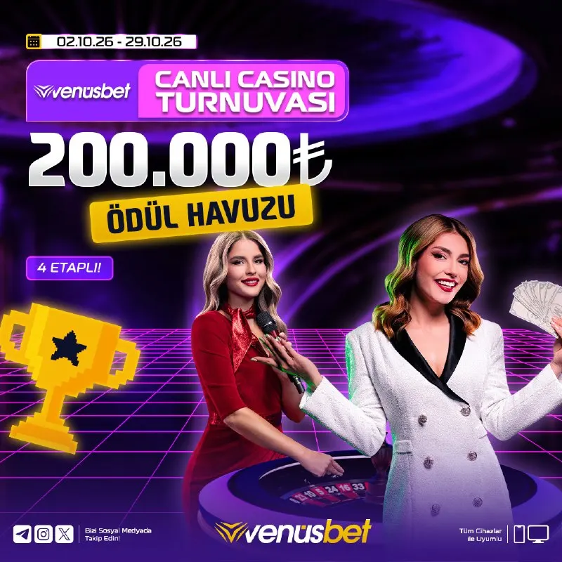 Venüsbet Telegram: 🏆 #Venus'ten Ekim ayına özel Canlı Casino Turnuvası sizlerle! 🗓 02.10.2026…