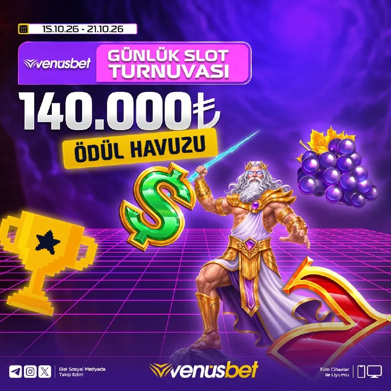 Venüsbet Telegram: 🏆 #Venus'ten Ekim ayına özel haftalık Slot Turnuvası sizlerle! 🗓 Üçüncü etap…