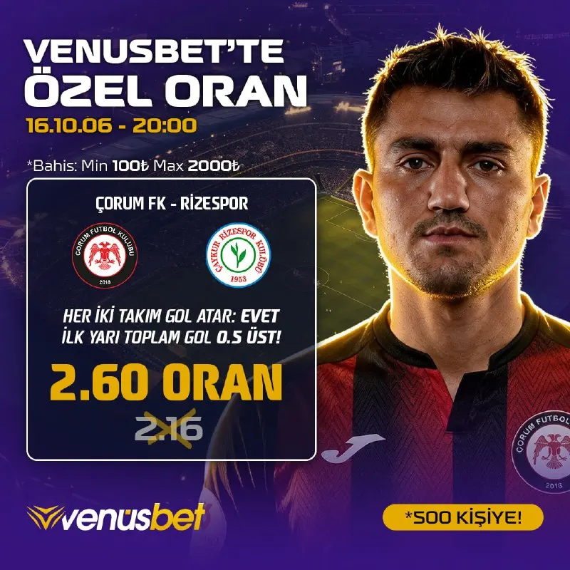 Venüsbet Telegram: 👆 ORANBOOST! #Venus’te günün Mega Avantajı sizleri bekliyor! ➡️ Çorum FK…