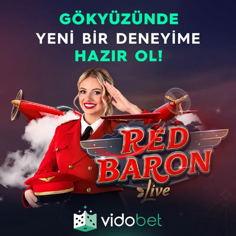 Vidobet Telegram: 👩✈️ GÖKYÜZÜNDE YENİ BİR DENEYİME HAZIR OL! 🔴 Red Baron Live ile tarihi…
