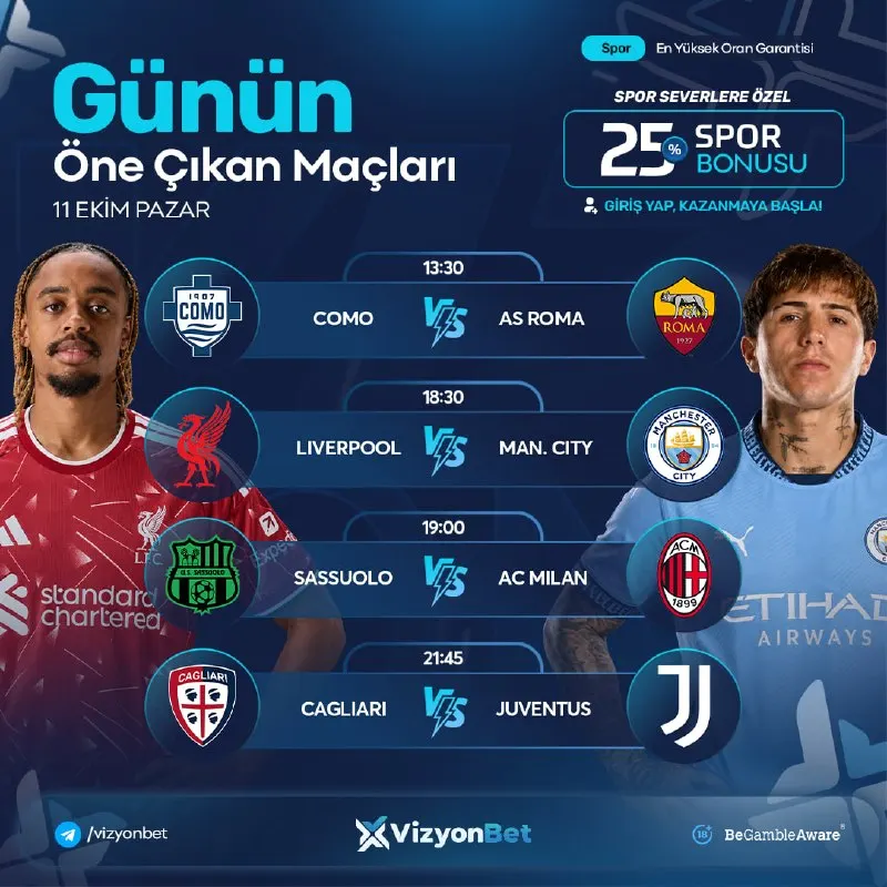 Vizyonbet Telegram: 💙 Muhteşem Oranlarla VizyonBet’te Günün Karşılaşmaları! 💙 Como & AS Roma 💙…