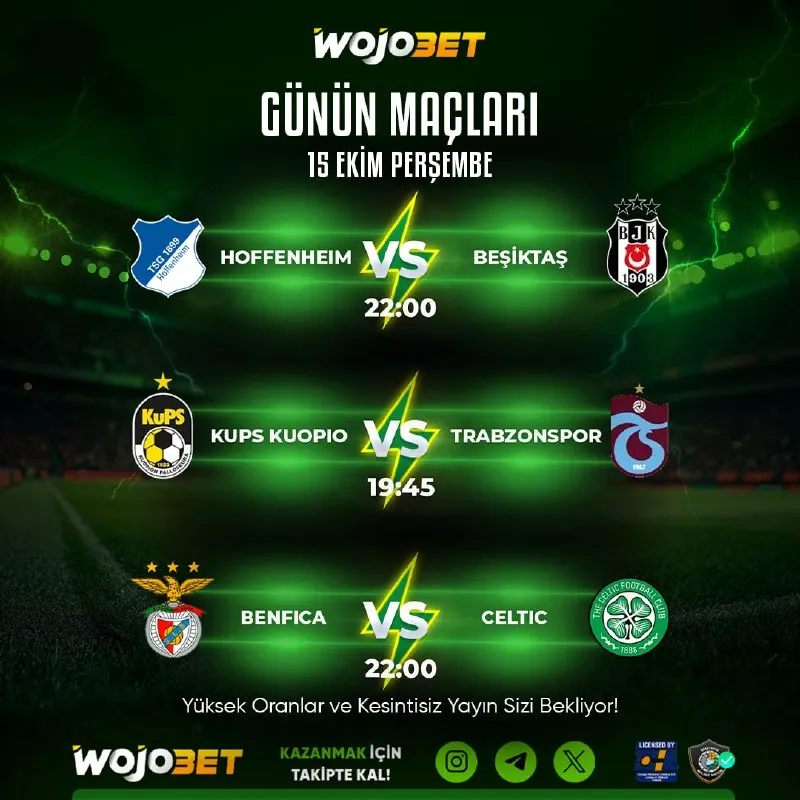 Wojobet Telegram: 🔤🔤🔤🔤🔤🔤🔤 ⚽️ Günün Öne Çıkan Karşılaşmaları ⚽️ 😀En Yüksek Oranlar ve En Avantajlı…