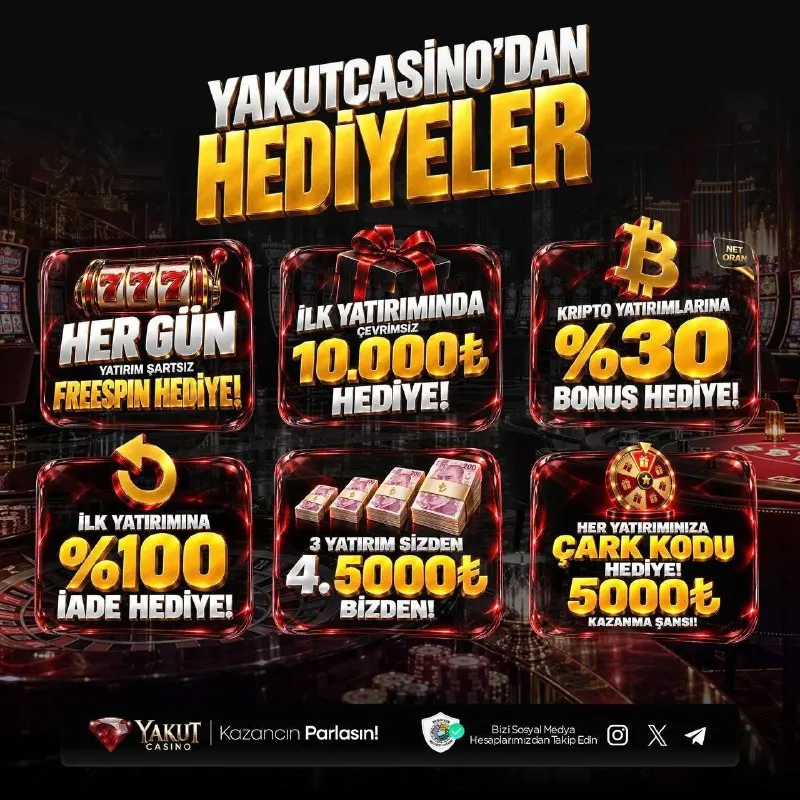 Yakut Casino Telegram: 🇹🇷 KAZANCINIZI BÜYÜTEN AYRICALIKLAR YAKUTCASİNO'DA! 🔥 Her gün Yatırım Şartsız…