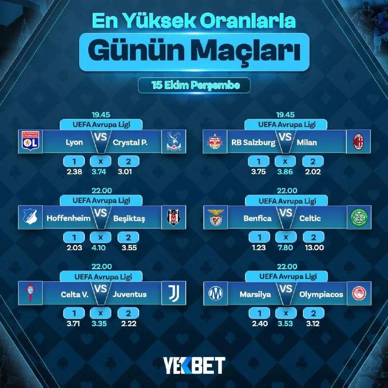 Yekbet Telegram: 🚀 EN YÜKSEK ORANLARLA GÜNÜN MAÇLARI YEKBET'TE! 📆 15.10.2026 ➡️ 100 TL alt…
