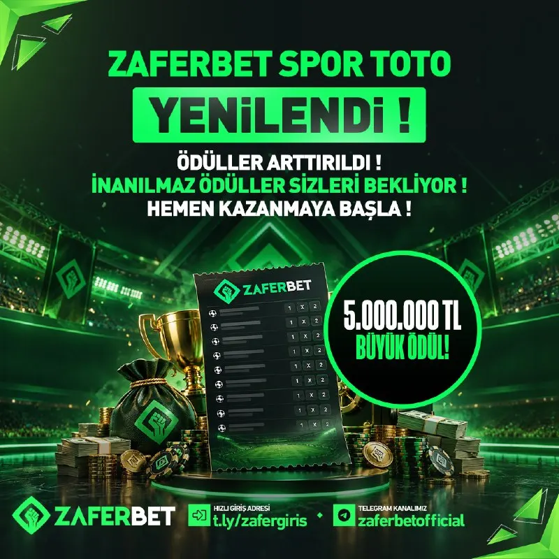 Zaferbet Telegram: 🎉 HAFTALIK SPOR TOTO ETKİNLİĞİ SONUÇLANDI ! ⚽️ Spor Toto etkinliğimizde kazanan…