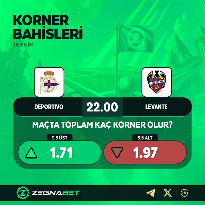 Zegnabet Telegram: DEPORTIVO - LEVANTE MAÇINDA 🔟 KORNER OLUR MU? Korner bahisleri Zegnabet'te! 🔥 🔼…
